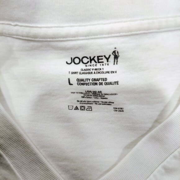 White Classic V-Neck T-Shirt | Jockey | 100% Cotton | Large - Picture 2 of 5